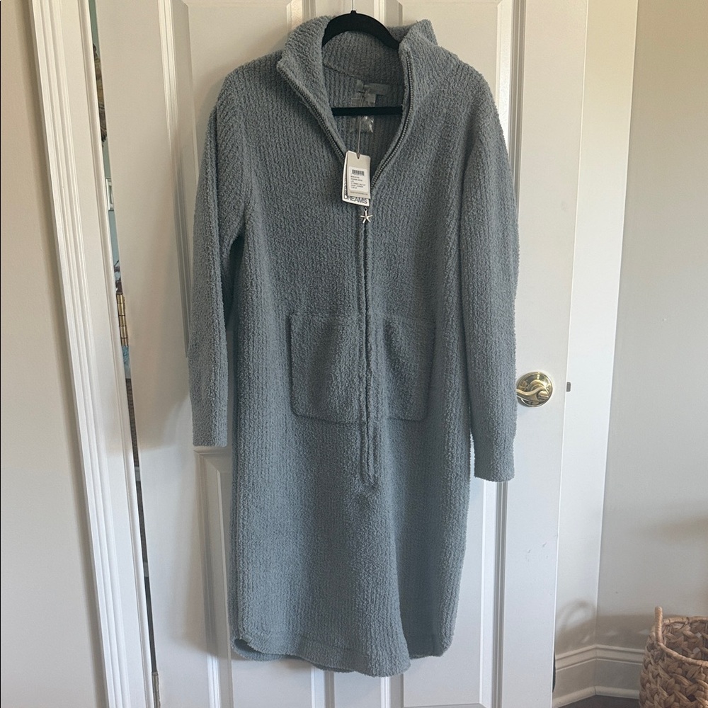 Barefoot Dreams Meadow Green Ribbed Half Zip Lounger